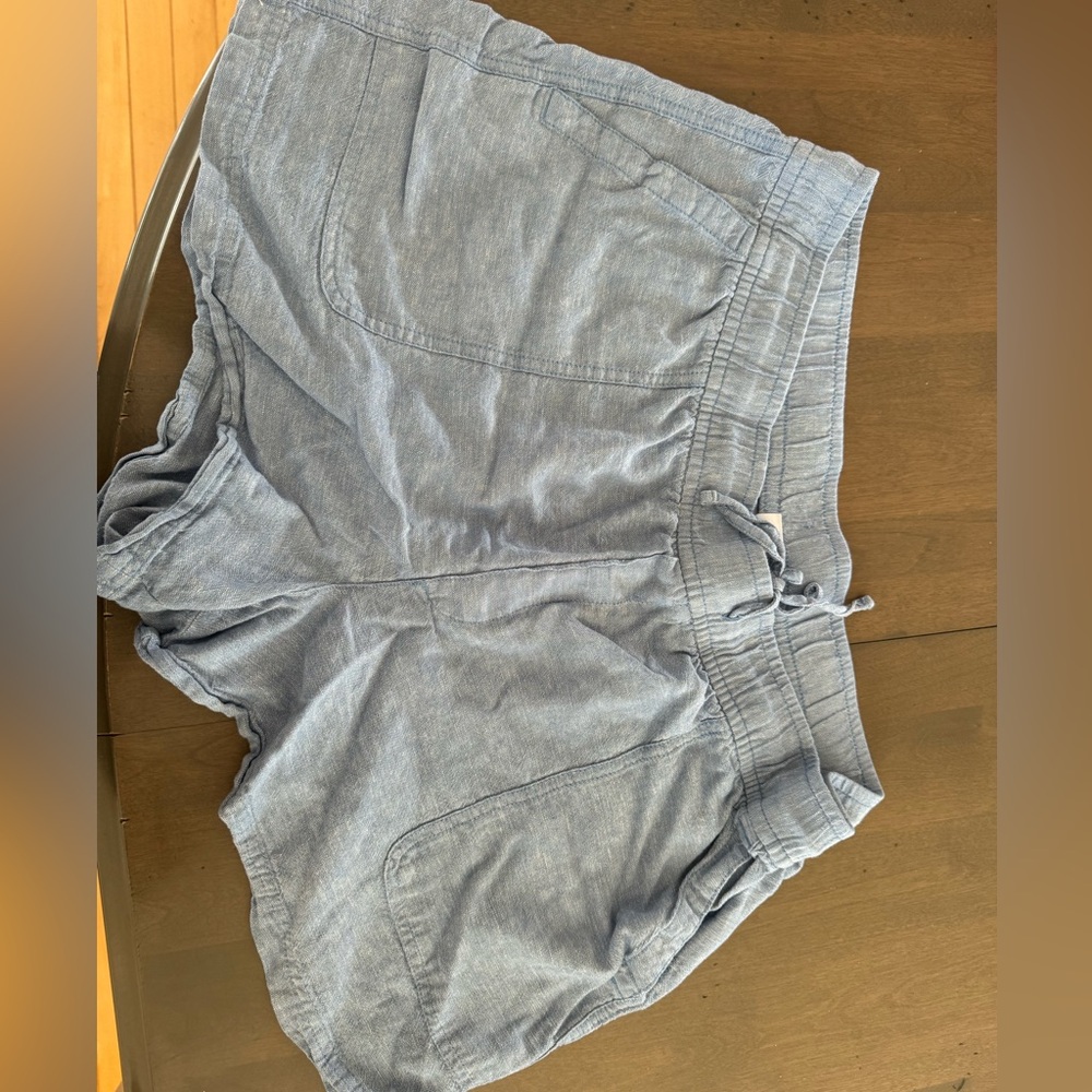 Blue chambray linen shorts
